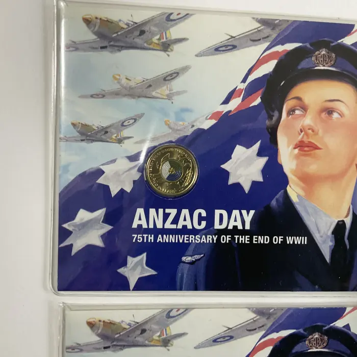 Set of 2 2020 $2 Anzac Day 75th Anniv. End of WWII ANDA Bris Money Expo #017/500