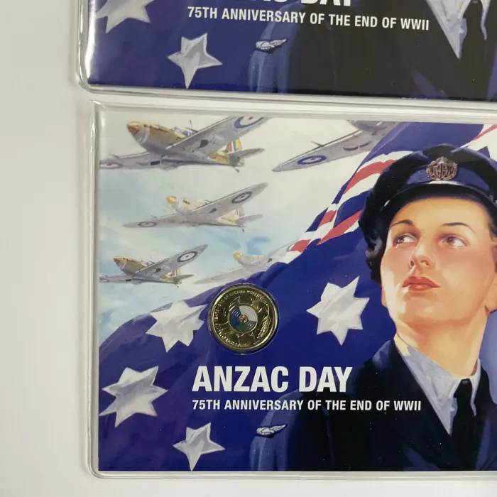 Set of 2 2020 $2 Anzac Day 75th Anniv. End of WWII ANDA Bris Money Expo #017/500
