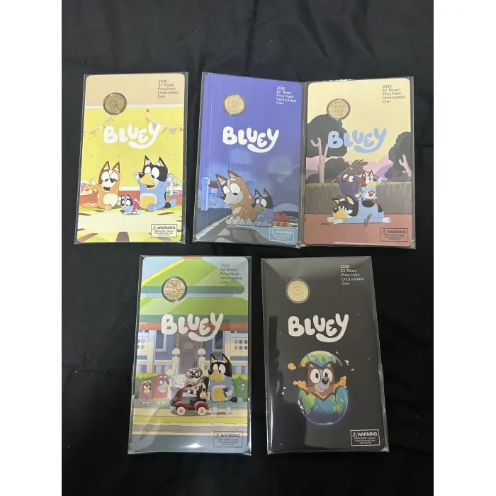 2026 $2 Bluey Carded Coin Set with 'Privy Mark' (5 x Carded Coins)