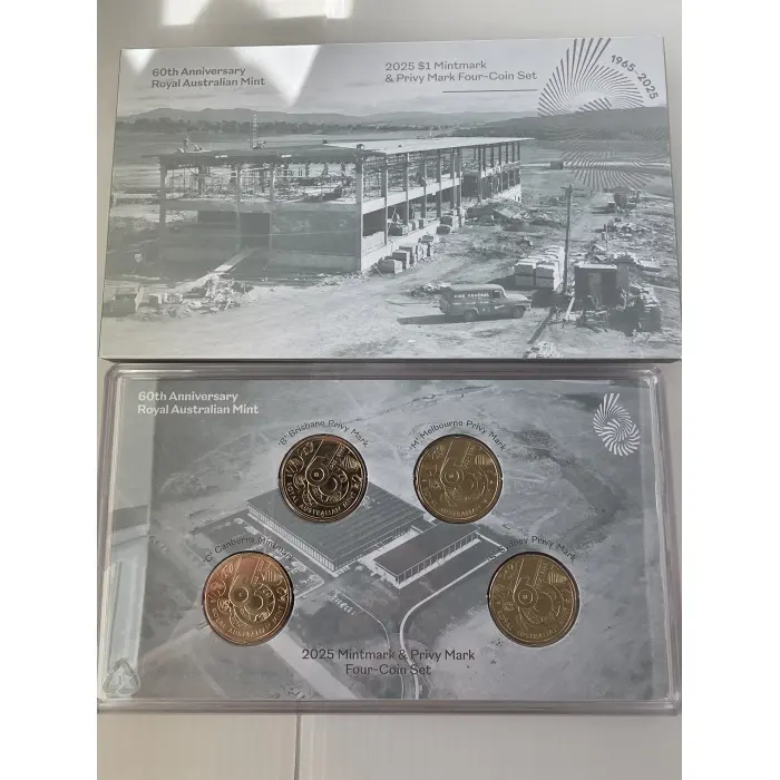 60th ANNIVERSARY ROYAL AUSTRALIAN MINT 2025 $1 MINTMARK & PRIVY MARK 4-COIN SET