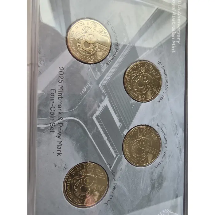 60th ANNIVERSARY ROYAL AUSTRALIAN MINT 2025 $1 MINTMARK & PRIVY MARK 4-COIN SET