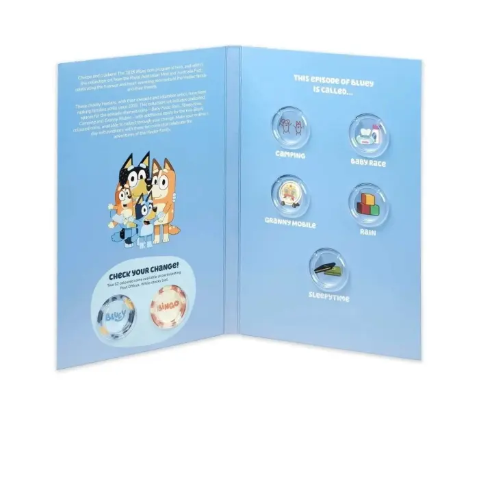 2026 Bluey $2 Folder Tube Set: Coloured Sleeptime + Coloured Till Coins