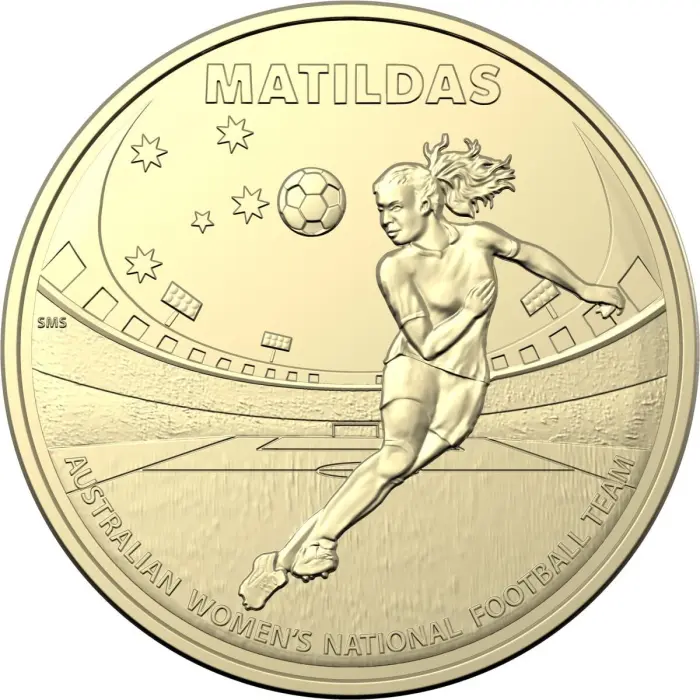 $1 2023 Matildas Soccer HEADER Lightly Circulated AUS ONE DOLLAR Coin