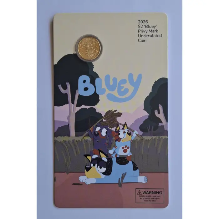 2026 $2 Bluey Camping 'Privy Mark' Coin in Card