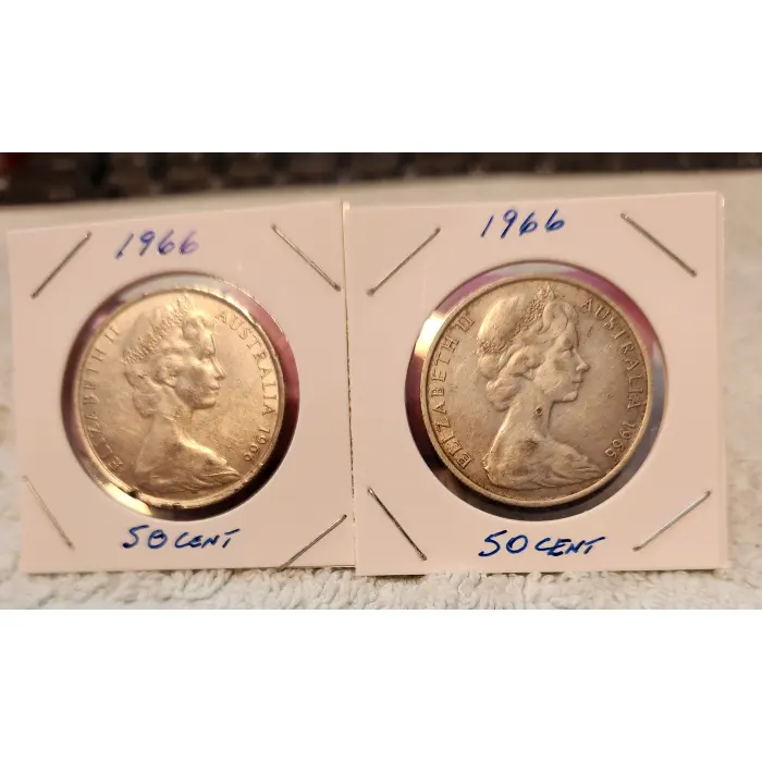 1966 Australian 50 cent round coins 80% Silver