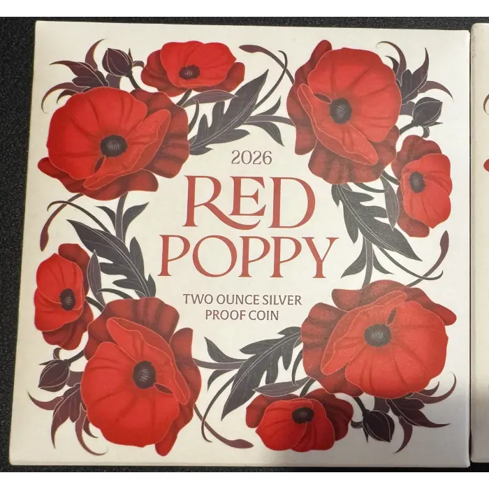 2026 $5 Red Poppy Window 2oz Silver Proof Coin - Tiny Mintage 40/400