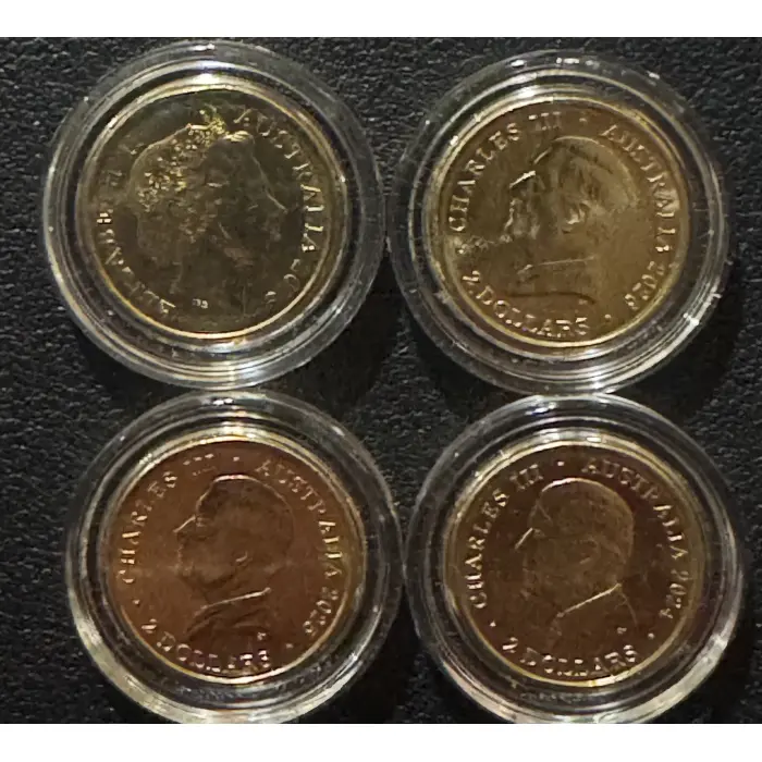 4 x $2 Uncirculated Coins - Coronation, War Animals, Dawn, Poppy Wreath 
