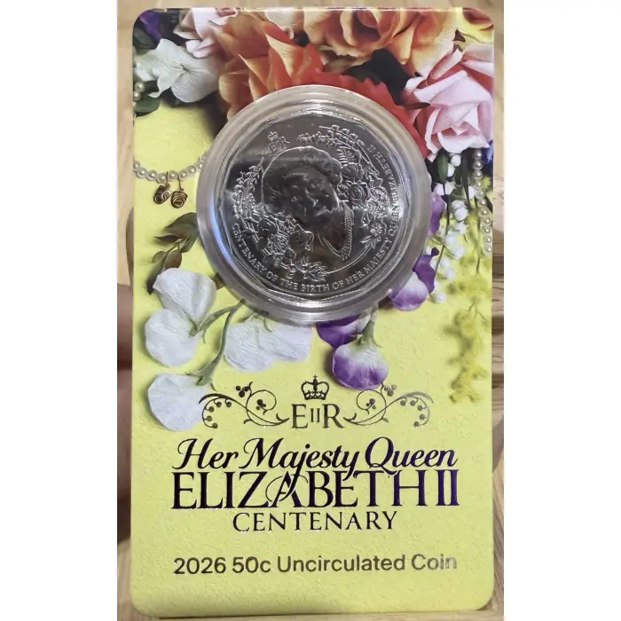 2026 Australia 50c HM Queen Elizabeth II Centenary of Birth UNC Coin in Card