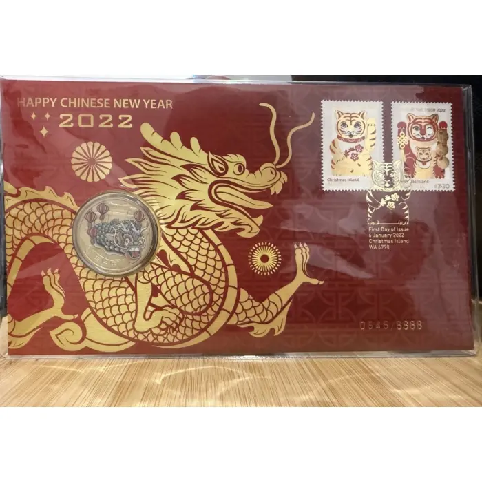 2022 Australia PNC - Happy Chinese New Year 2022 - $1 Coloured Coin