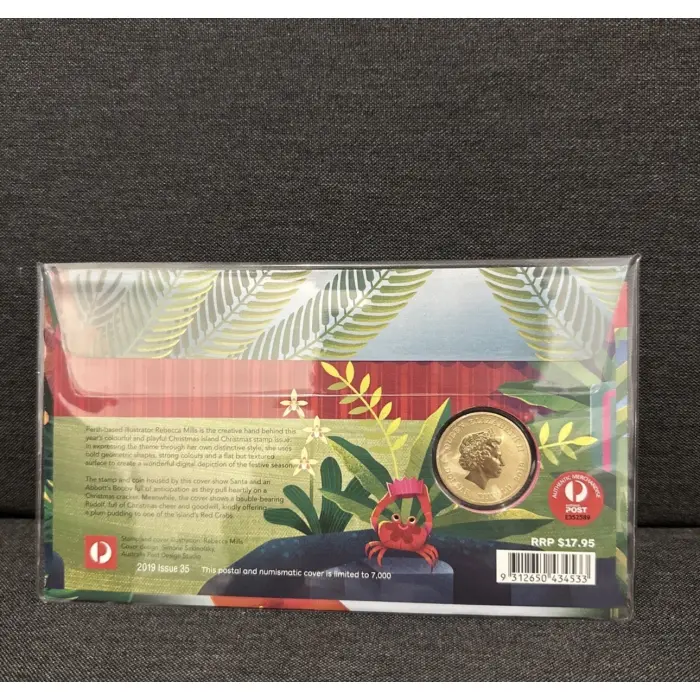 Australia 2019 PNC Merry Christmas $1 Uncirculated Coloured coin & Stamps