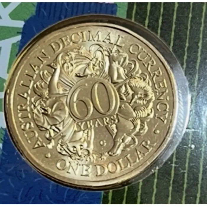$1 c mintmark 60 Years of Decimal Currency unc coin in card
