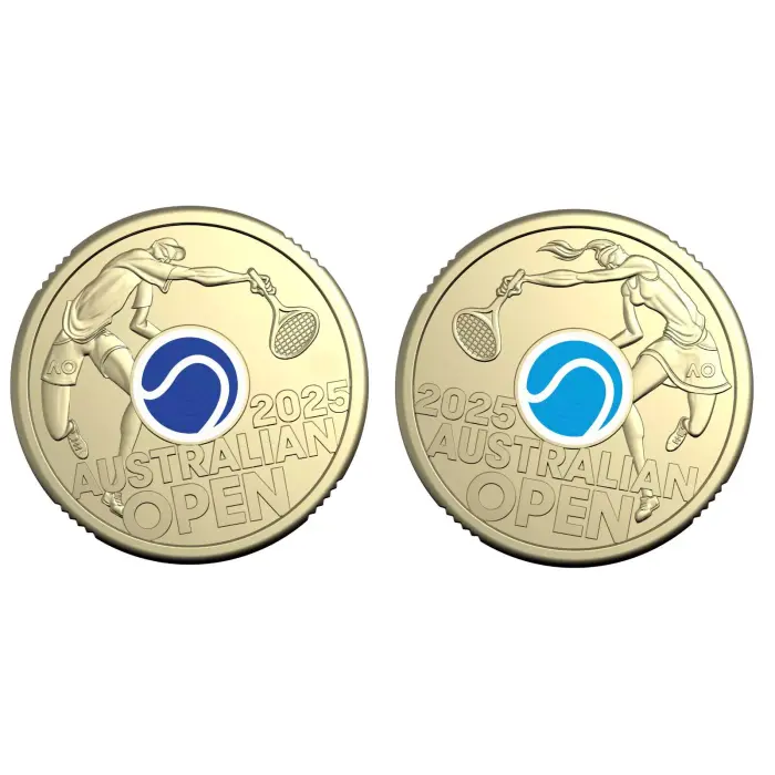 UNC 2025 $2 Australian Open Tennis Men's and Women's two dollar Colour Coin set