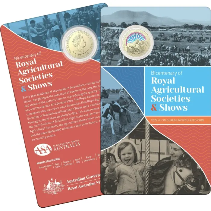 (NB) 2022 $1 Bicentenary of the Royal Agricultural Societies and Shows Coloured Uncirculated Coin