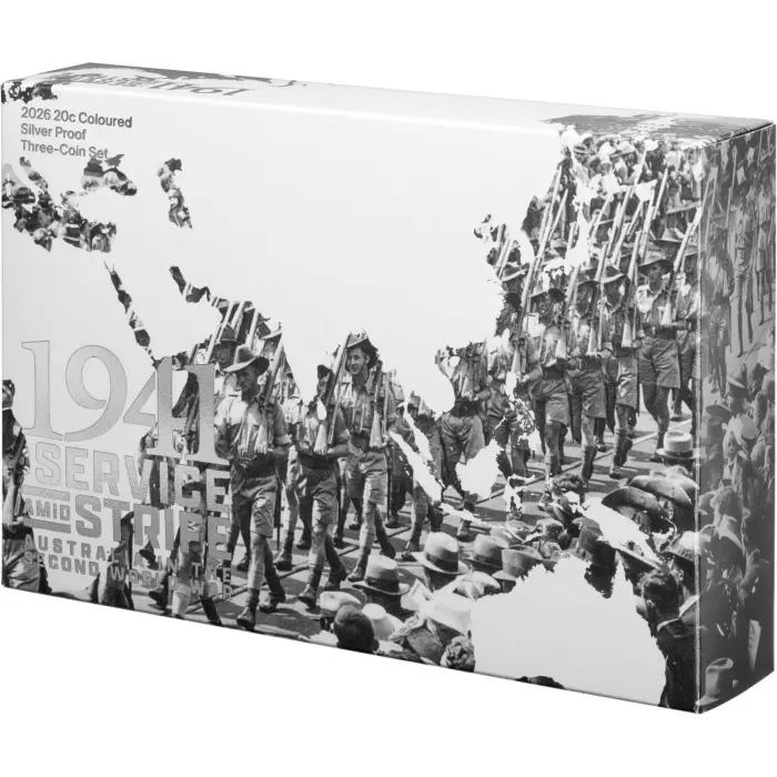 2026 20 cent SILVER Three Coin Set - 1941 Service & Strife - Australia in the Second World War proof