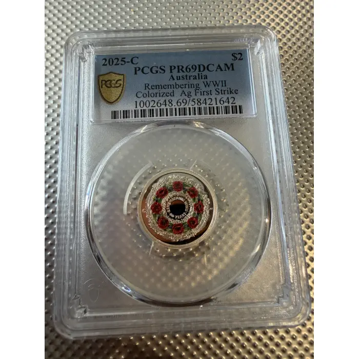 2025 $2 ‘C’  Silver Proof Coin 80th Anniversary WWII PCGS PR69DCAM