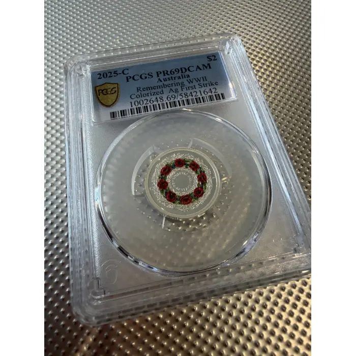 2025 $2 ‘C’  Silver Proof Coin 80th Anniversary WWII PCGS PR69DCAM
