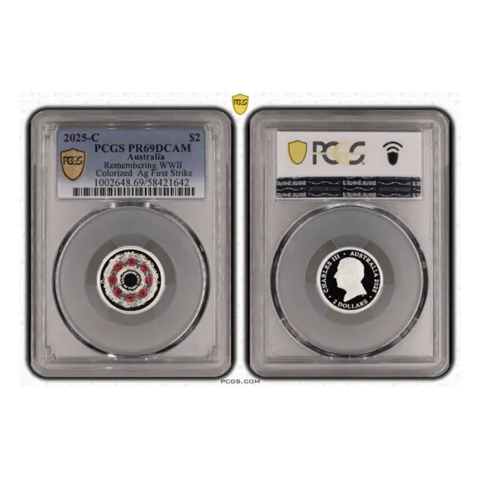 2025 $2 ‘C’  Silver Proof Coin 80th Anniversary WWII PCGS PR69DCAM