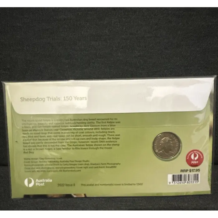 2022 PNC Kelpie Sheep Dog Sheepdog Trials 150 Years with $1 'K' Kelpie Coin