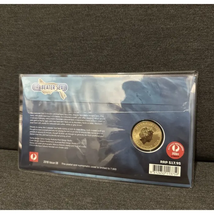 2018 Australia Antarctic Territory AAT Crabeater Seal PNC $1 coin