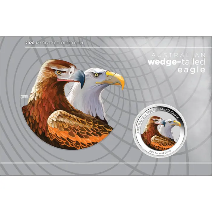 Australia Wedge-tailed Eagle 2026 $1 1oz Silver Coloured Coin in Card