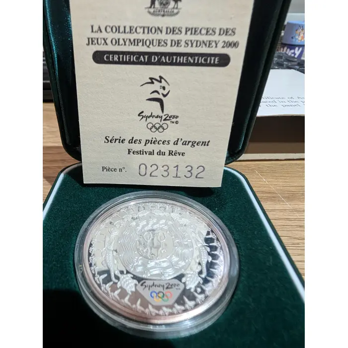 2000 Silver 1 Ounce Olympic Proof Coin Festival of the Dreaming Fine Silver 