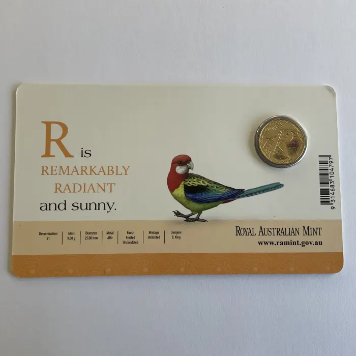Set of 3 2015 $1 Aussie Alphabet Colour Frosted UNC Coins Inc R, S, T