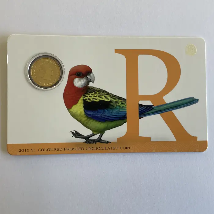 Set of 3 2015 $1 Aussie Alphabet Colour Frosted UNC Coins Inc R, S, T