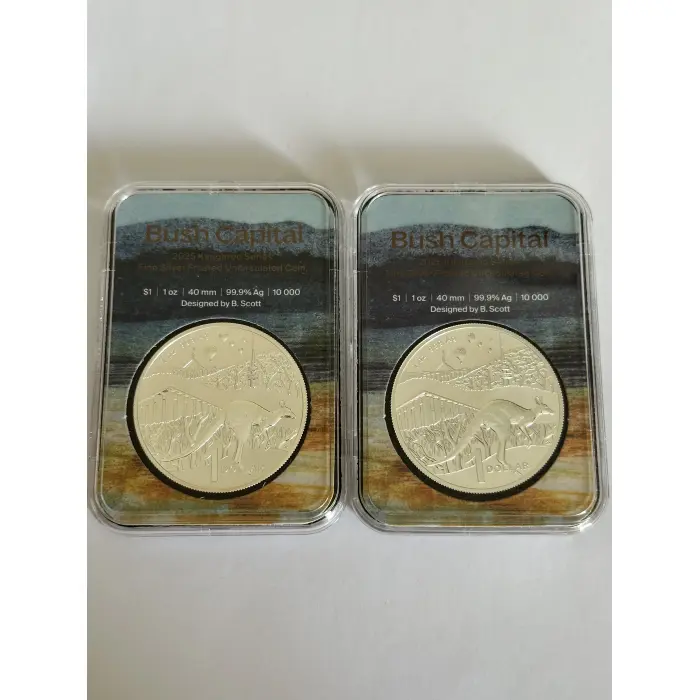 2025 Kangaroo Frosted Silver in capsule x2