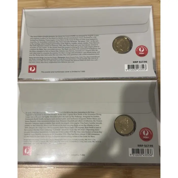 2019 $1 Privy mark Airco DH-9 G-EAQM & Vickers Vimy G-EAOU PNC Pair