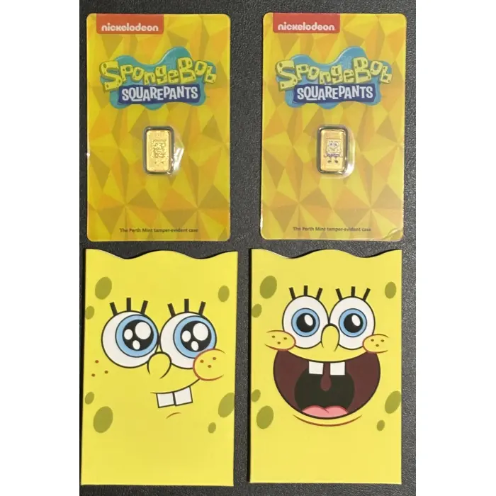 SPONGEBOB  SQUAREPANTS 1st and 2nd EDITION 1 gram 99.99% pure GOLD BARS 