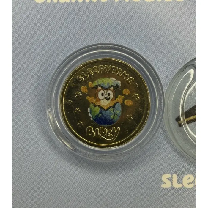 2026 Bluey Tube & Folder Set + Rare Coloured Sleepytime Coin + 2 Till Coins
