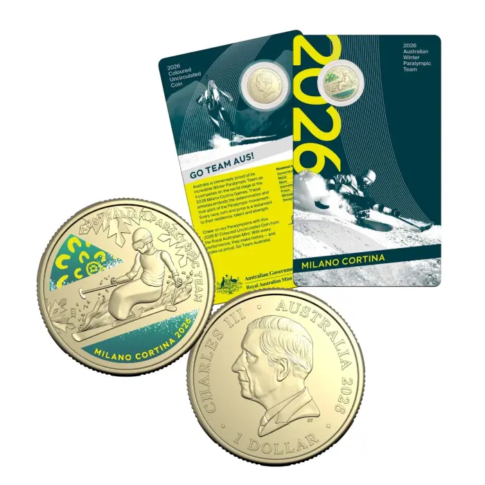 2026 Australian Winter Paralympic Team $1 Coloured Coin Card