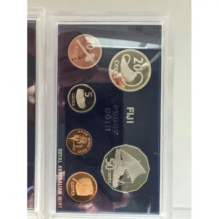1980 ROYAL AUSTRALIA MINT  FIJI Proof 6 Coin Set 50 20 10 5 2 1 cent NO Foams