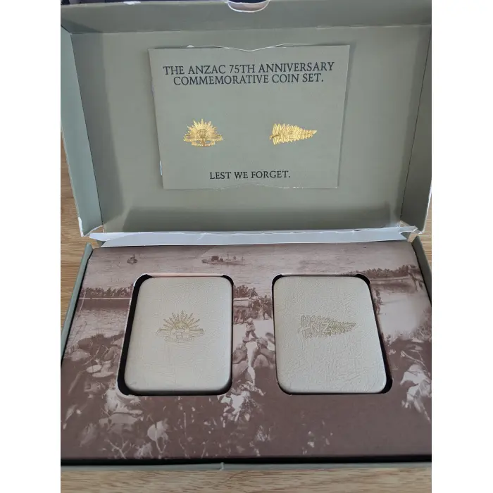 The Anzac 75th Anniversary Commemorative 2 Coin Set 25th April 1990 PRICE DROP