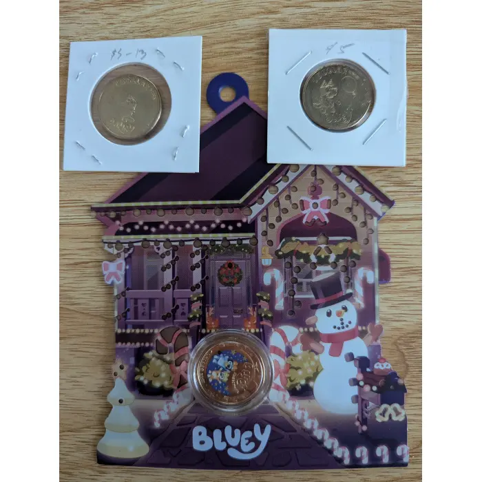 Bluey 2025 Colour Uncirc Christmas & 2 x 2024 Bluey Dollars