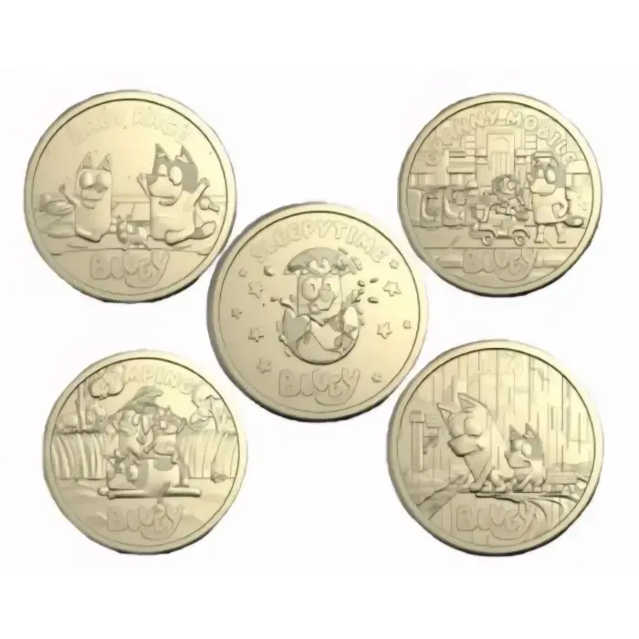 Bluey 7 coin folder including 2 till coins.