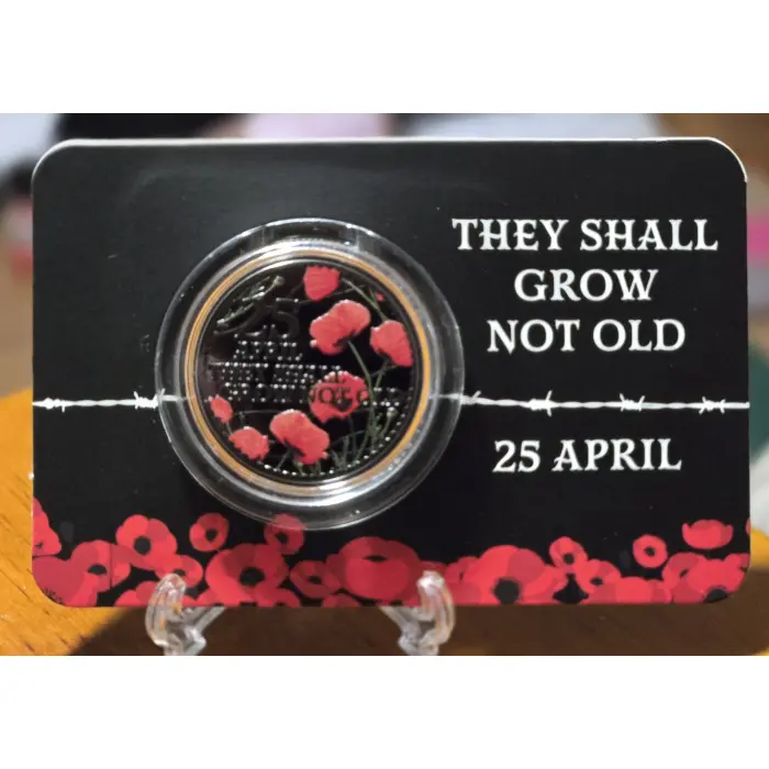 2026 'They shall not grow old' red poppy black coin