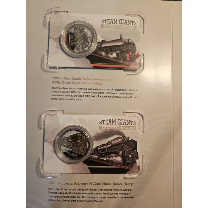2025 50c COLOURED STEAM GIANTS TRAIN 7 COINS IN FOLDER SET
