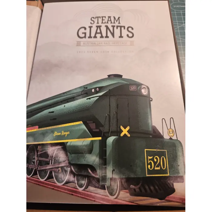 2025 50c COLOURED STEAM GIANTS TRAIN 7 COINS IN FOLDER SET