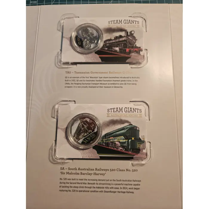 2025 50c COLOURED STEAM GIANTS TRAIN 7 COINS IN FOLDER SET