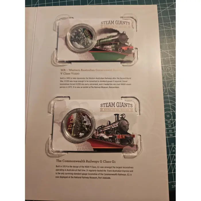 2025 50c COLOURED STEAM GIANTS TRAIN 7 COINS IN FOLDER SET