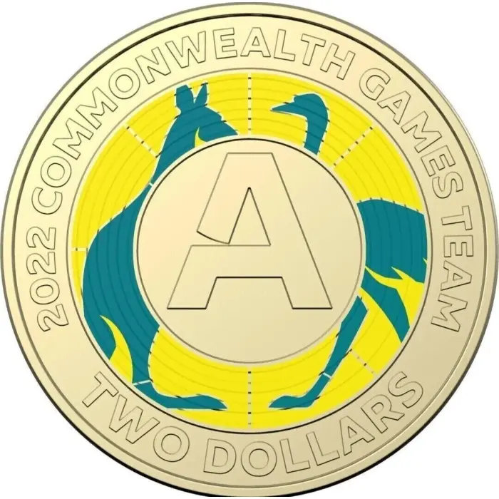 Commonwealth Games Letter A $2 Two Dollar Coloured Coin 2022 Rare Australia lightly circulated