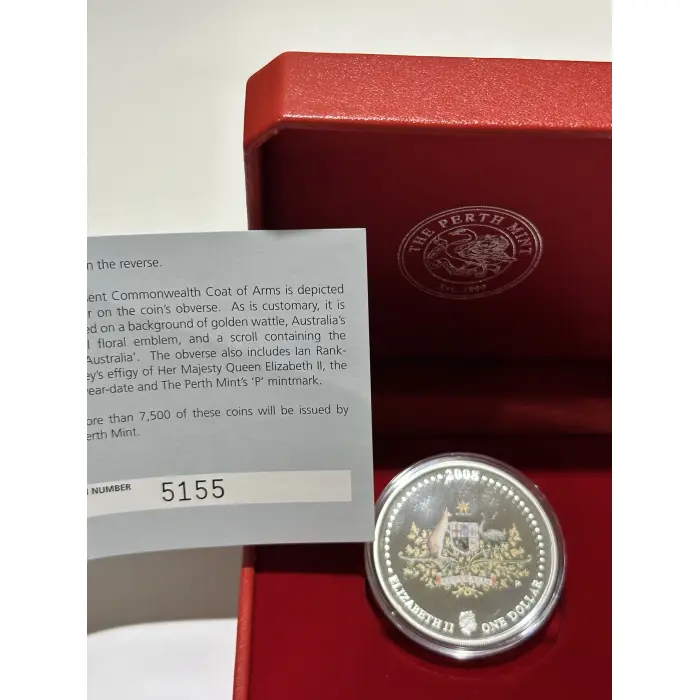 2008 Perth Mint $1 Australian Commonwealth Coat of Arms 1oz Silver Proof Coin