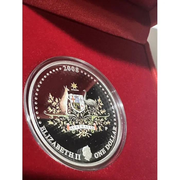 2008 Perth Mint $1 Australian Commonwealth Coat of Arms 1oz Silver Proof Coin