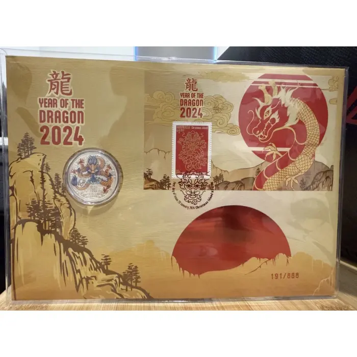2024 Year Of The Dragon 1/2oz Silver Proof Coloured Coin PNC Ltd No 191 Of 888
