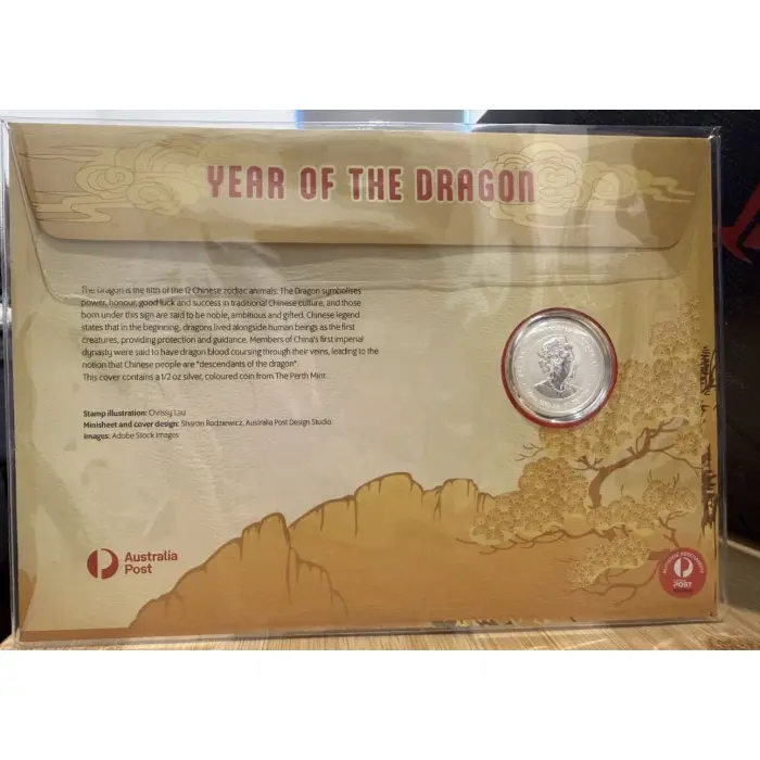 2024 Year Of The Dragon 1/2oz Silver Proof Coloured Coin PNC Ltd No 191 Of 888