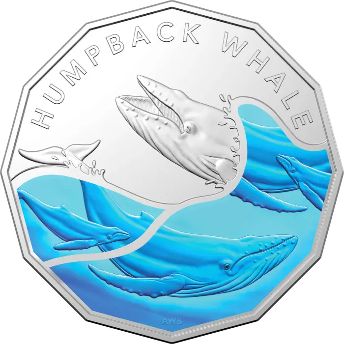 Humpback Whale - Australian Antarctic Territory Series 50c Coloured Uncirculated Coin 2023