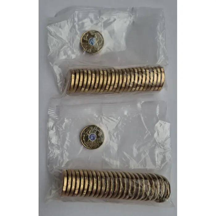 2025 $2 Australian Open Tennis Set Of Coloured Security Coin Bags (50x$2 coins)