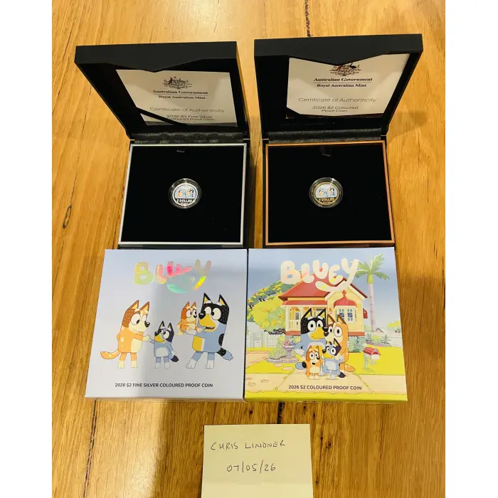 2026 Bluey Silver Proof $2 Coin & Bluey Coloured Proof $2 Coin