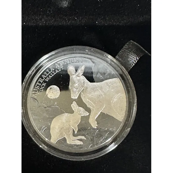 2024 1oz Silver Black Proof Aust at Night - Rock Wallaby
